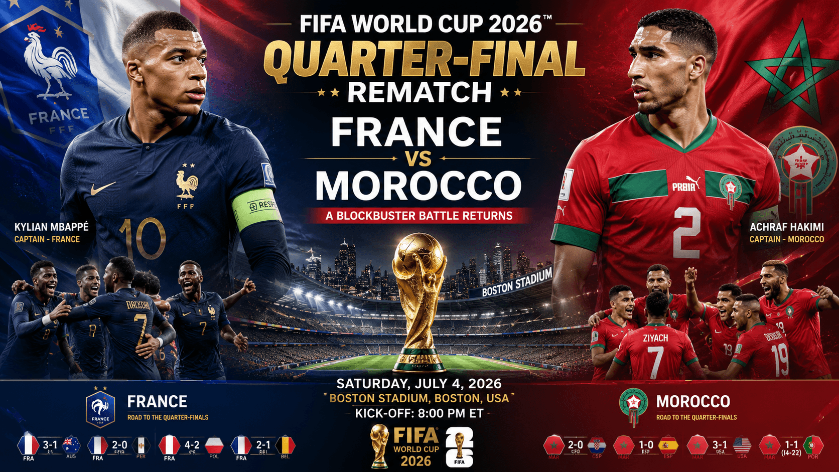FIFA World Cup 2026: France and Morocco Clash in Blockbuster Quarter-Final Rematch at Boston Stadium