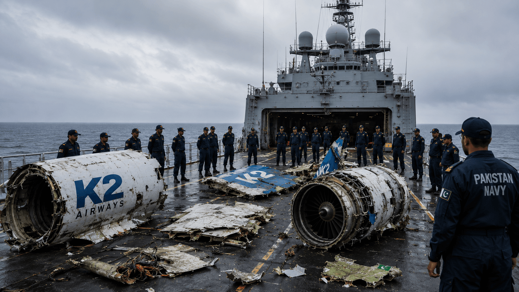 Tragic Discovery: Pakistan Navy Locates Missing K2 Airways Boeing 737 Cargo Jet Wreckage 53 Nautical Miles Off Ormara