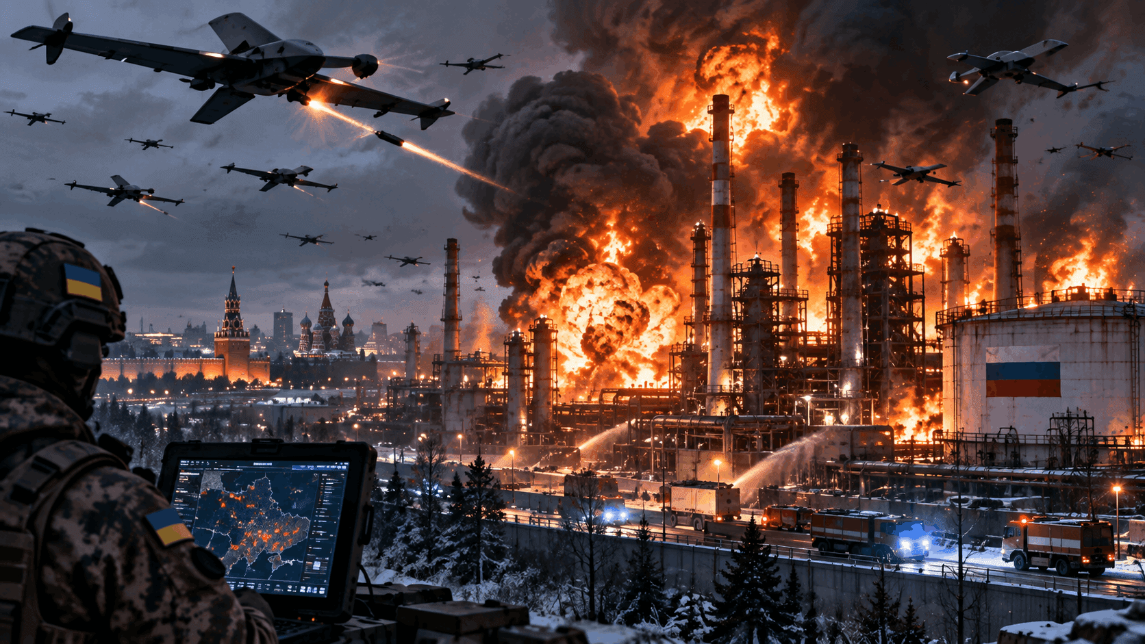 Massive Ukrainian Drone Blitz Hits Moscow Refinery in Historic 1,000+ Att@ck