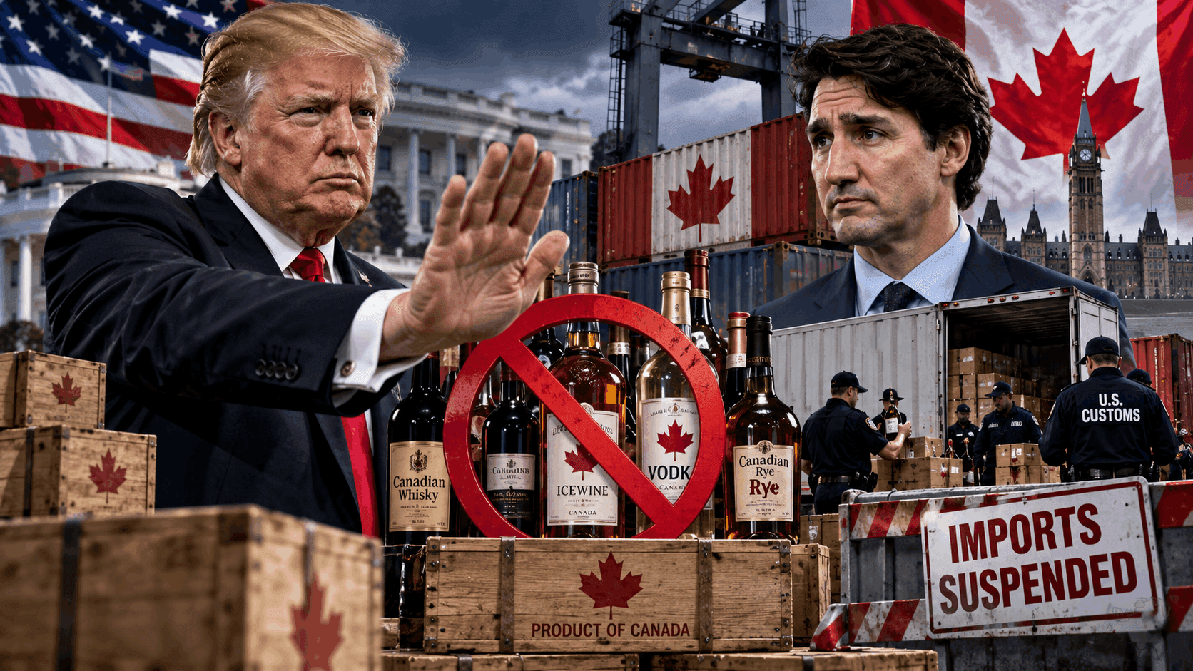 Trump Bans Canadian Alcohol Imports in Major Trade War Escalation