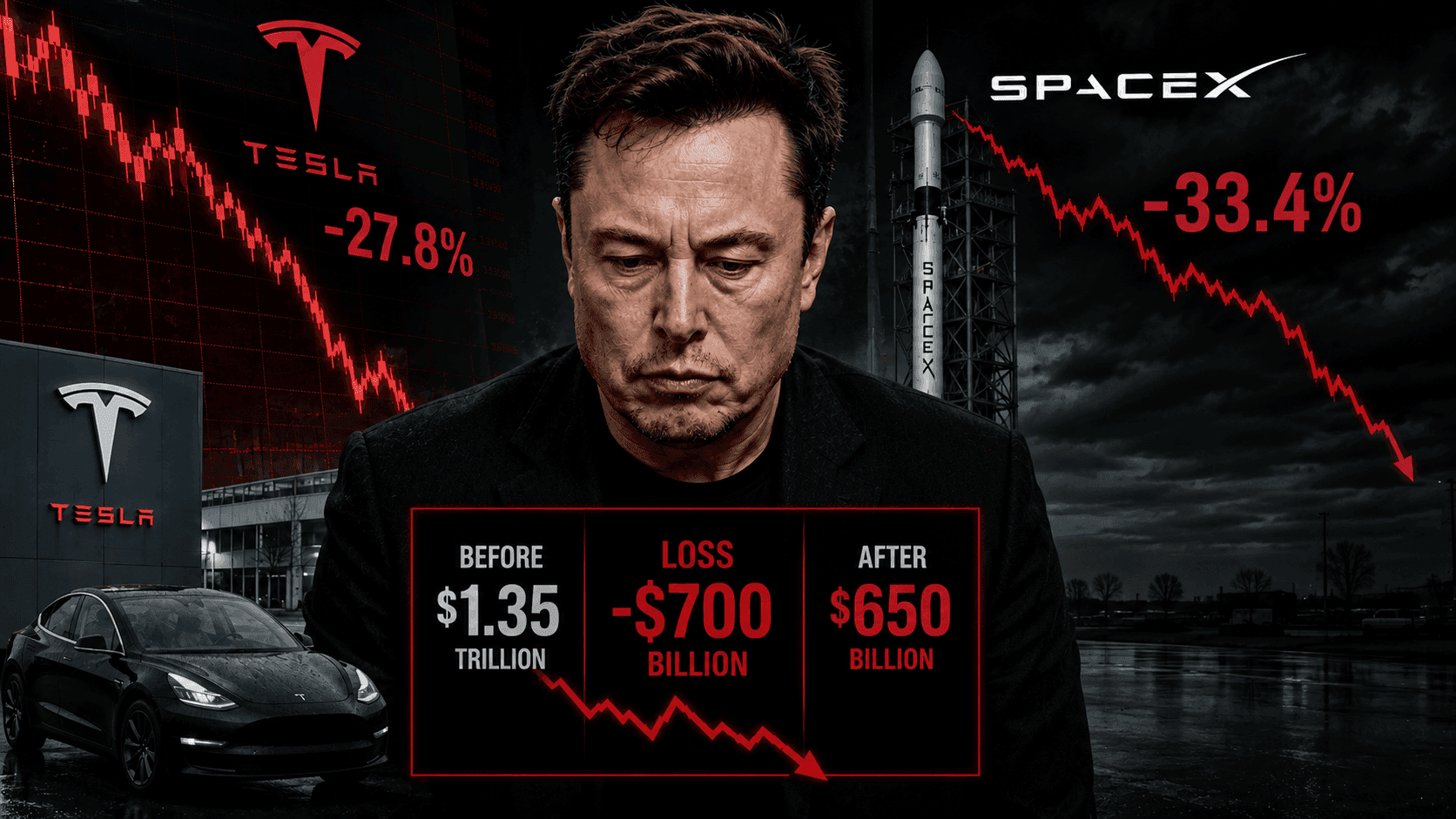 Elon Musk’s Net Worth Plunges $700 Billion as Tesla Q2 Miss and SpaceX Post-IPO Crash Trigger Historic Wealth Vaporization