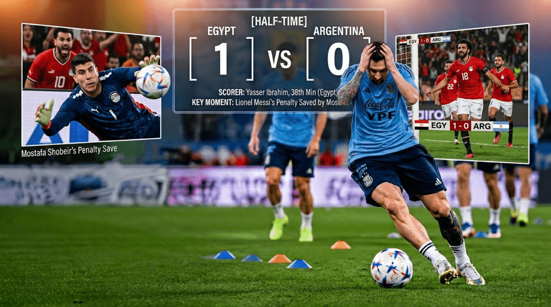 Half-Time Shock in Atlanta: Egypt Stuns Argentina 1-0 as Yasser Ibrahim Scores and Mostafa Shobeir Saves Lionel Messi’s Penalty : ARG vs EGY Live update