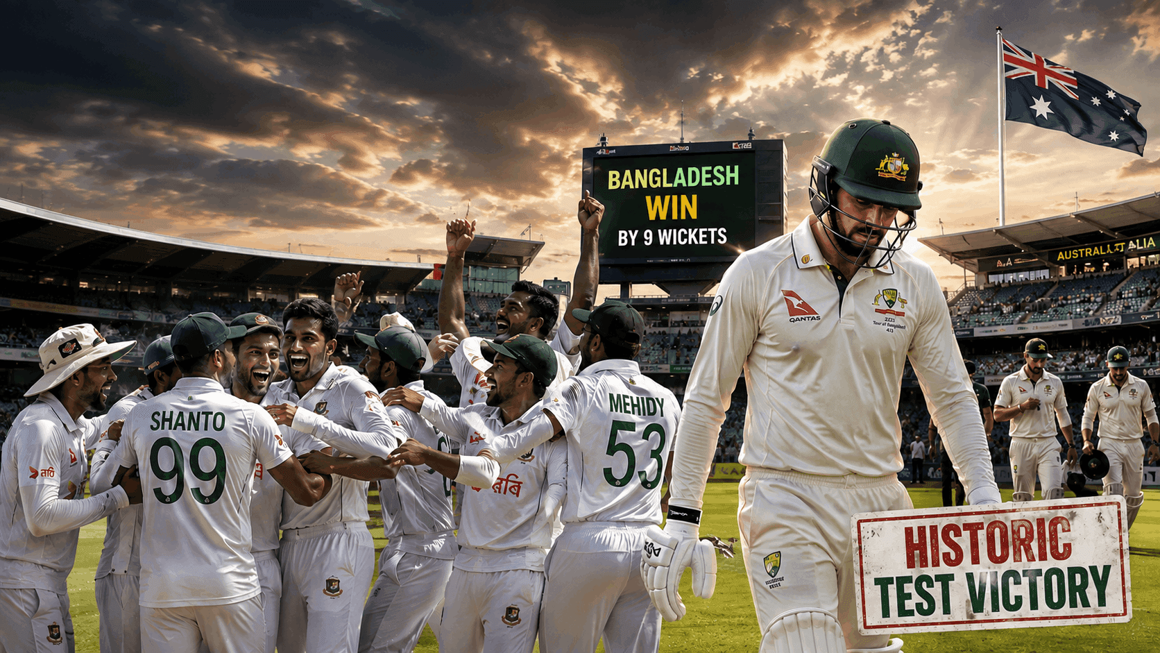 Bangladesh Stun Australia in Historic 9-Wicket Test Triumph Down Under
