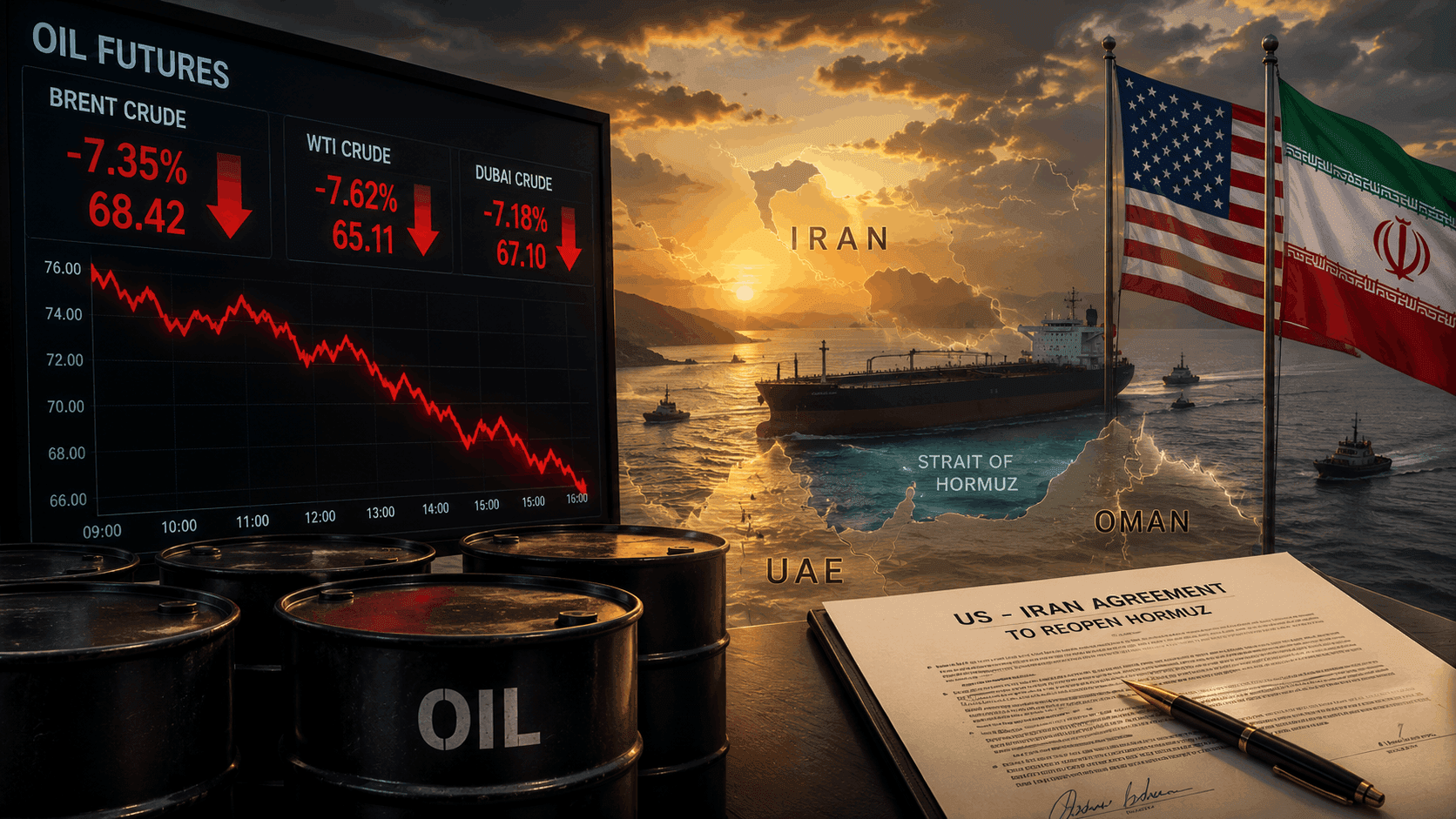 Oil Futures Plunge as US-Iran Deal to Reopen Hormuz Nears