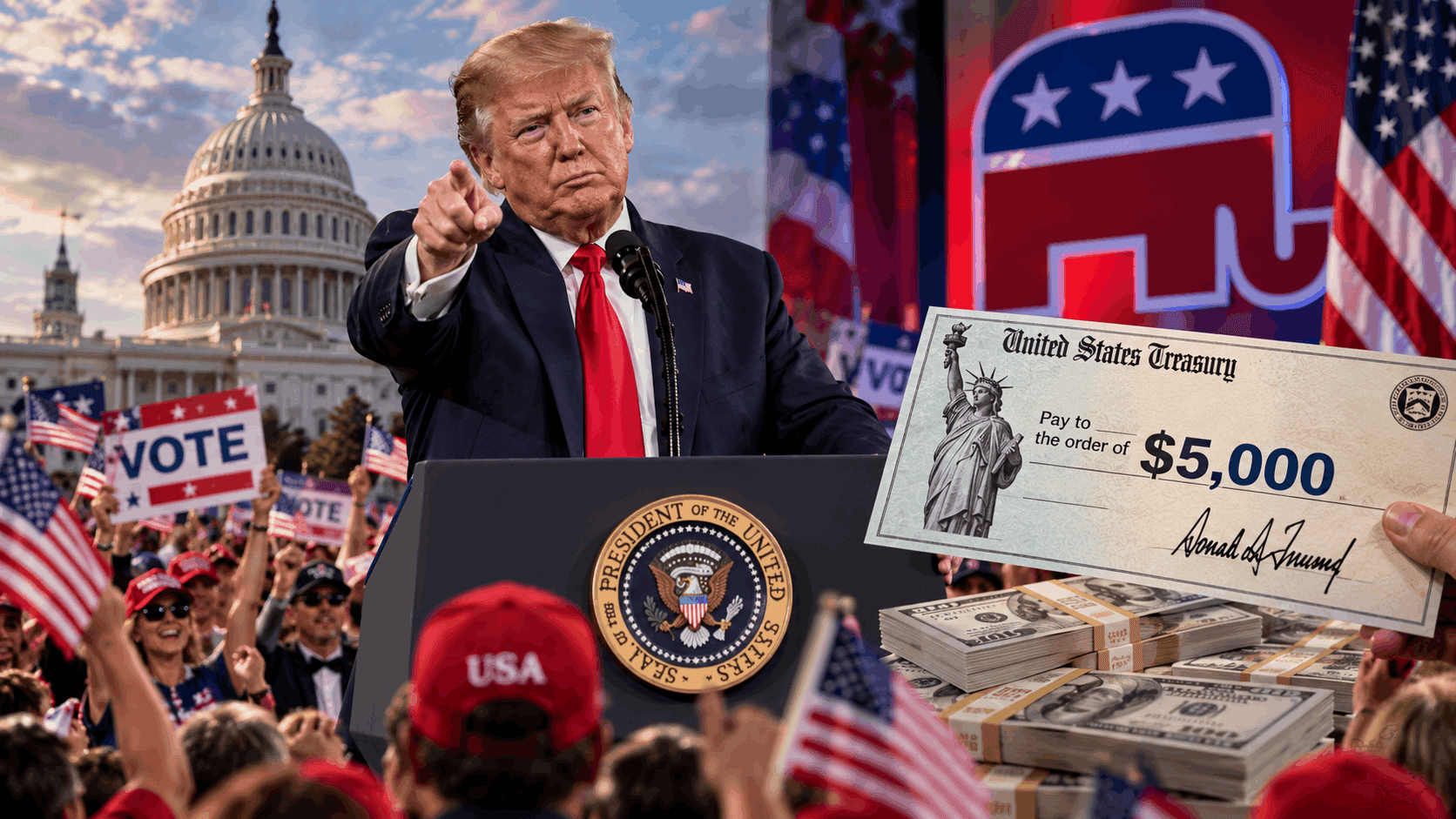 Trump Promises $5,000 Payout to Americans if GOP Wins Midterm Elections
