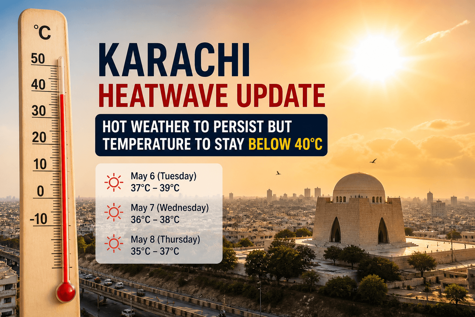 Karachi Heatwave Update: Hot Weather to Continue but Temperatures to Remain Below 40°C