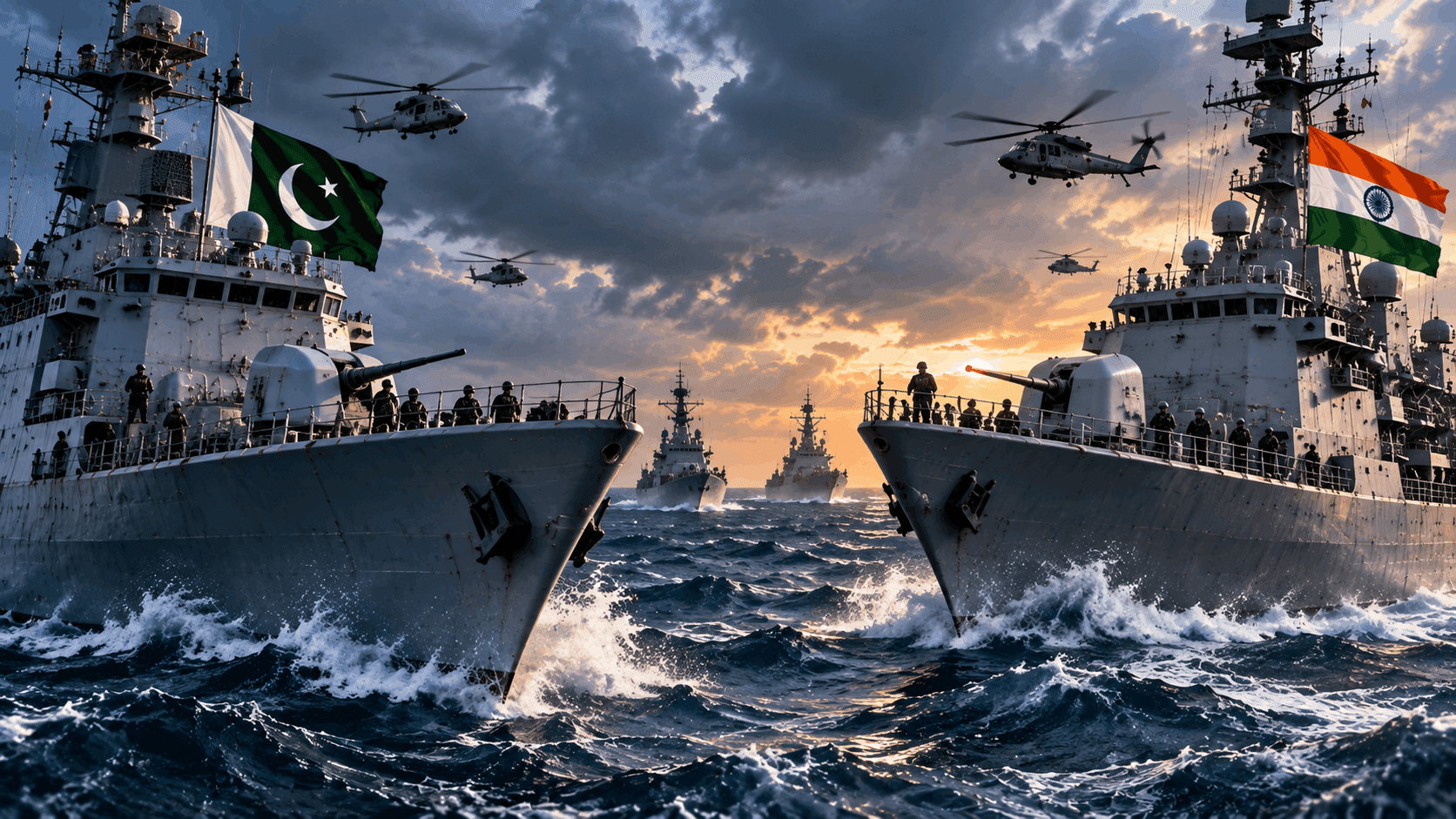 Naval Standoff Escalates: Pakistani & Indian Warships Edge Close in Arabian Sea