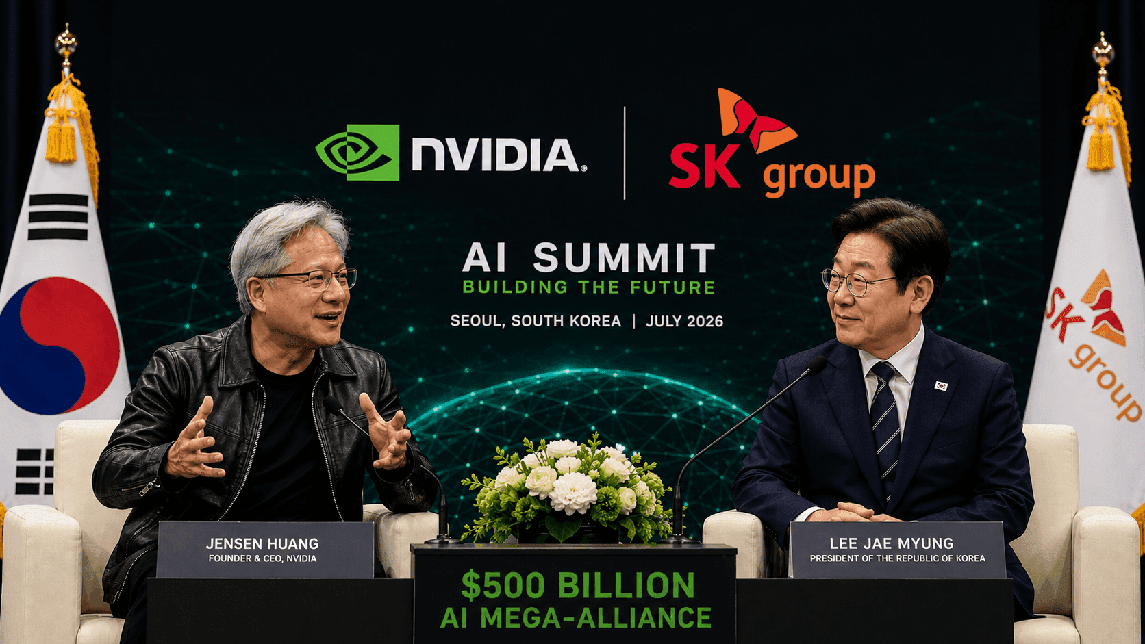 NVIDIA Chief Jensen Huang Unveils Historic $500 Billion AI Mega-Alliance with SK Group Following Key Meeting with South Korea's President Lee