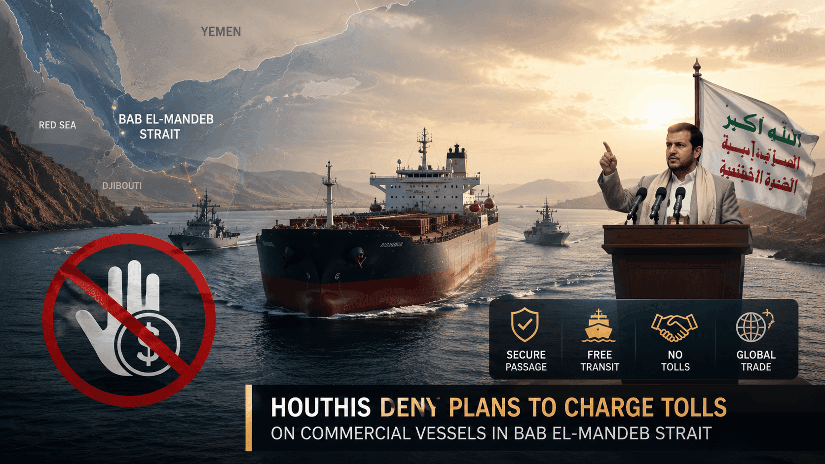 Red Sea Shipping Crisis: Yemen’s Houthis Deny Plans to Charge Tolls on Commercial Vessels Transiting the Strategic Bab el-Mandeb Strait