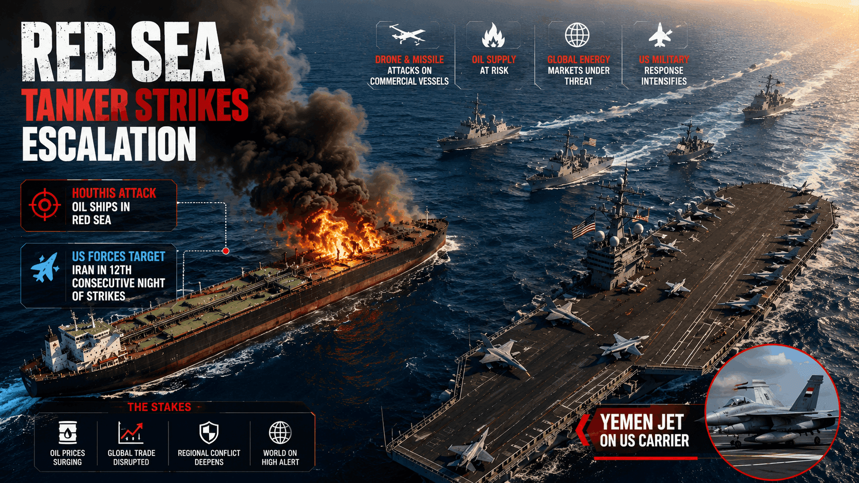 Red Sea Tanker Strikes Escalation: Houthis Attack Oil Ships as US Forces Target Iran in 12th Consecutive Night of Strikes