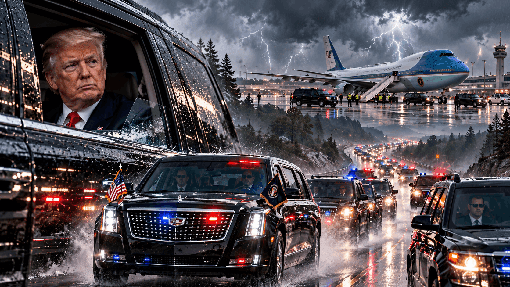 Trump’s Motorcade Makes Historic 100-Mile Dash After Weather Grounds Flight