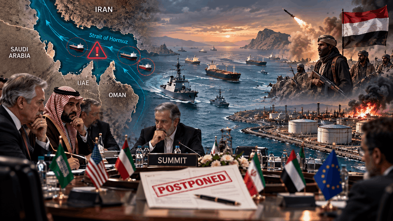 Iran Live : Major Strait of Hormuz Summit Postponed Over Rising Yemen Conflict