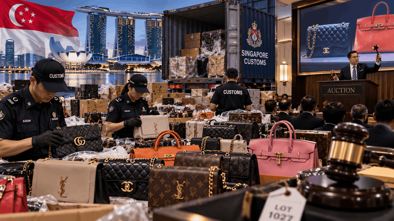 Inside Singapore’s $2.4B Bust: Hundreds of Seized Luxury Bags Hit Auction