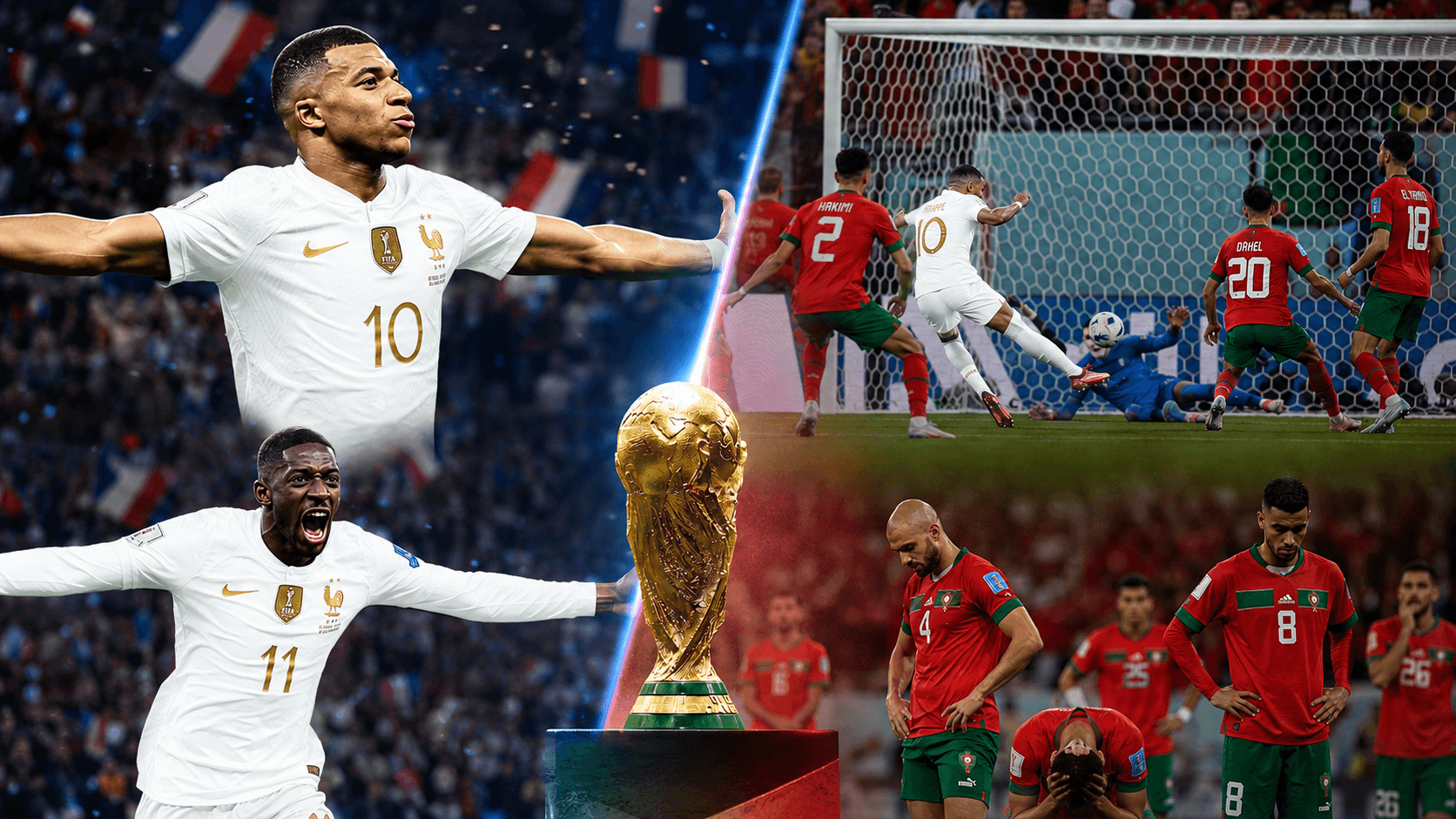 World Cup Bracket: France Marches Into Semifinals as Mbappé and Dembélé Strike to Eliminate Morocco 2-0 : Table